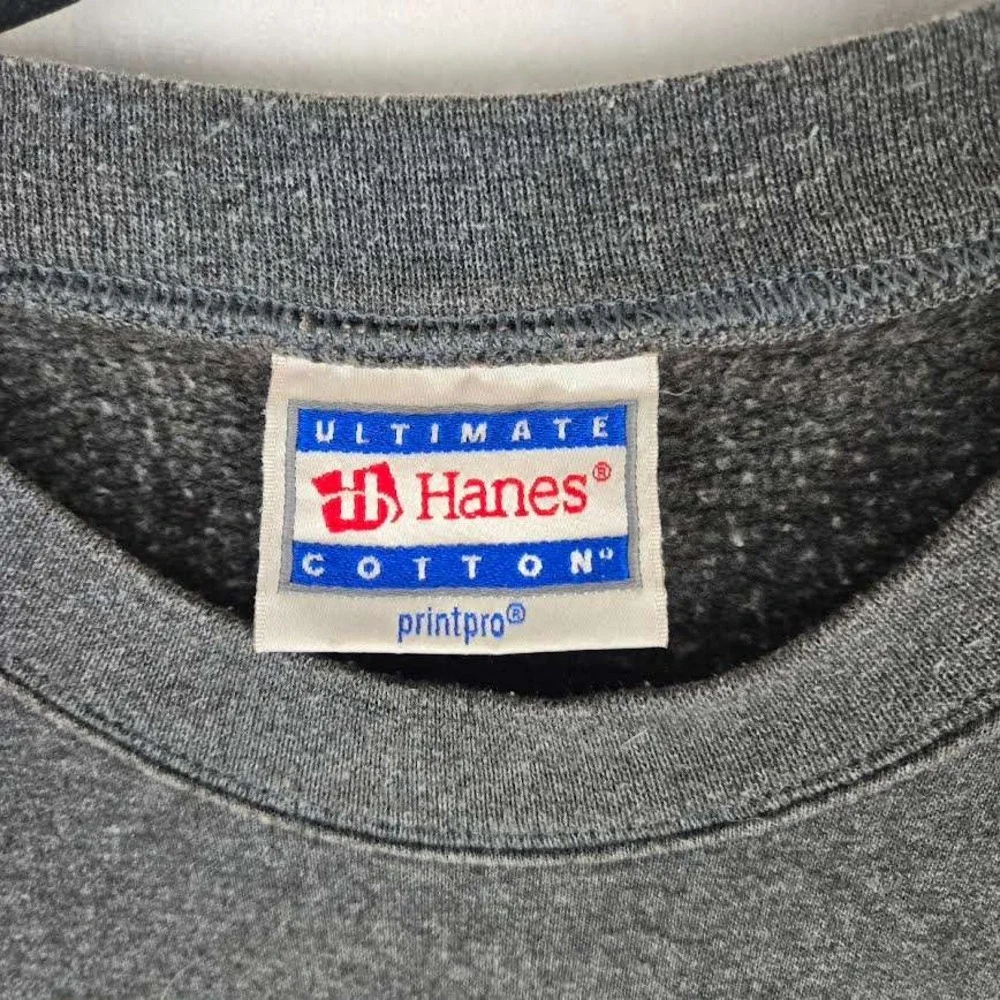 Matrix Movie Sweatshirt Vintage 90s Hanes Graphic Pullover L Oversized Dark Grey